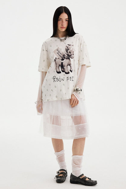 Floral Print Pony Layered Blouse