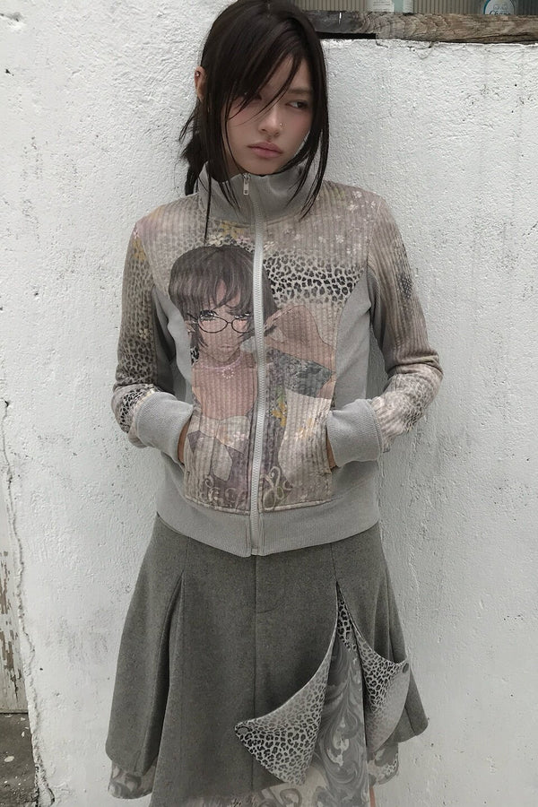 Cartoon Character Print Color-Blocked Sweatshirt