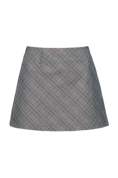 Plaid Ribbon Long Sleeve Top and Skirt Set-Up