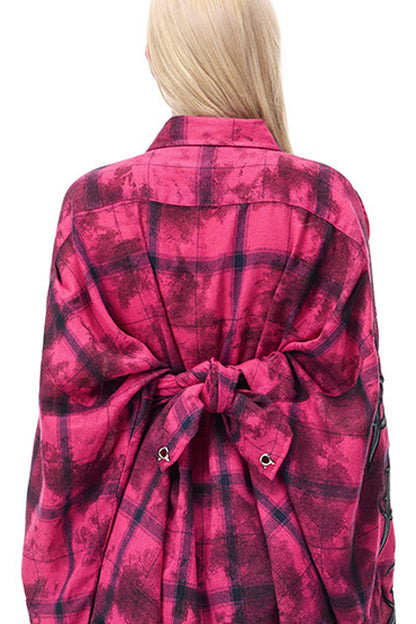 Top a fascia stile foulard quadrato con stampa di spine rosa