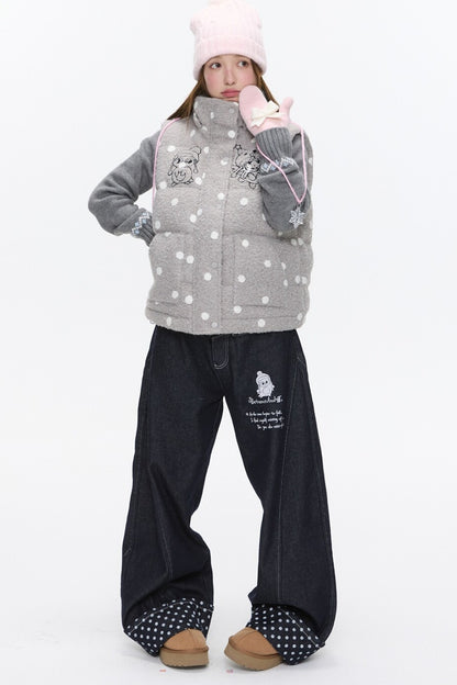 Embroidery Polka Dot Jeans
