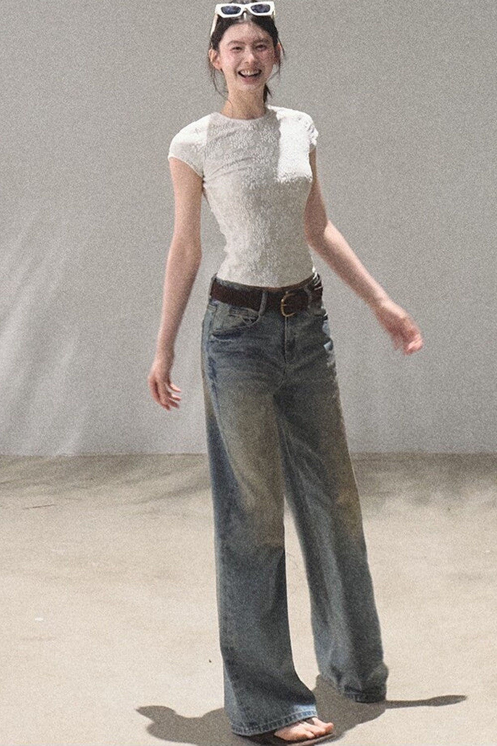 Vintage Hand-Painted Wide Leg Jeans Set