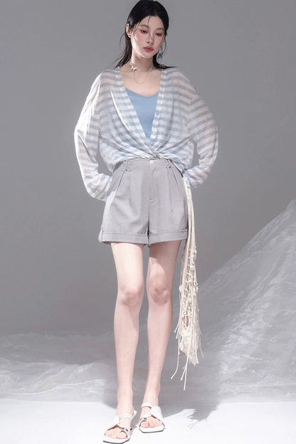 Sea Salt Striped Lyocell Cardigan Set