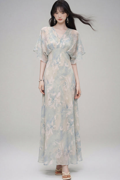 Pink Lotus Gradient Floral Dress