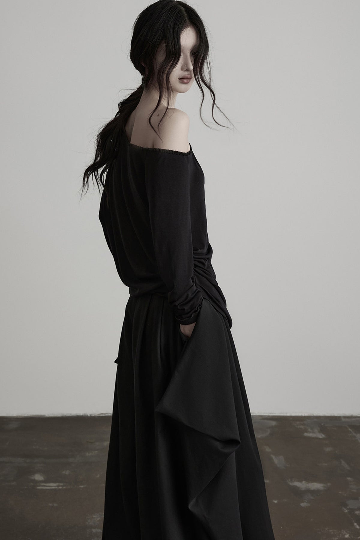 Beaded Lyocell Wool Knit Long Sleeve Top