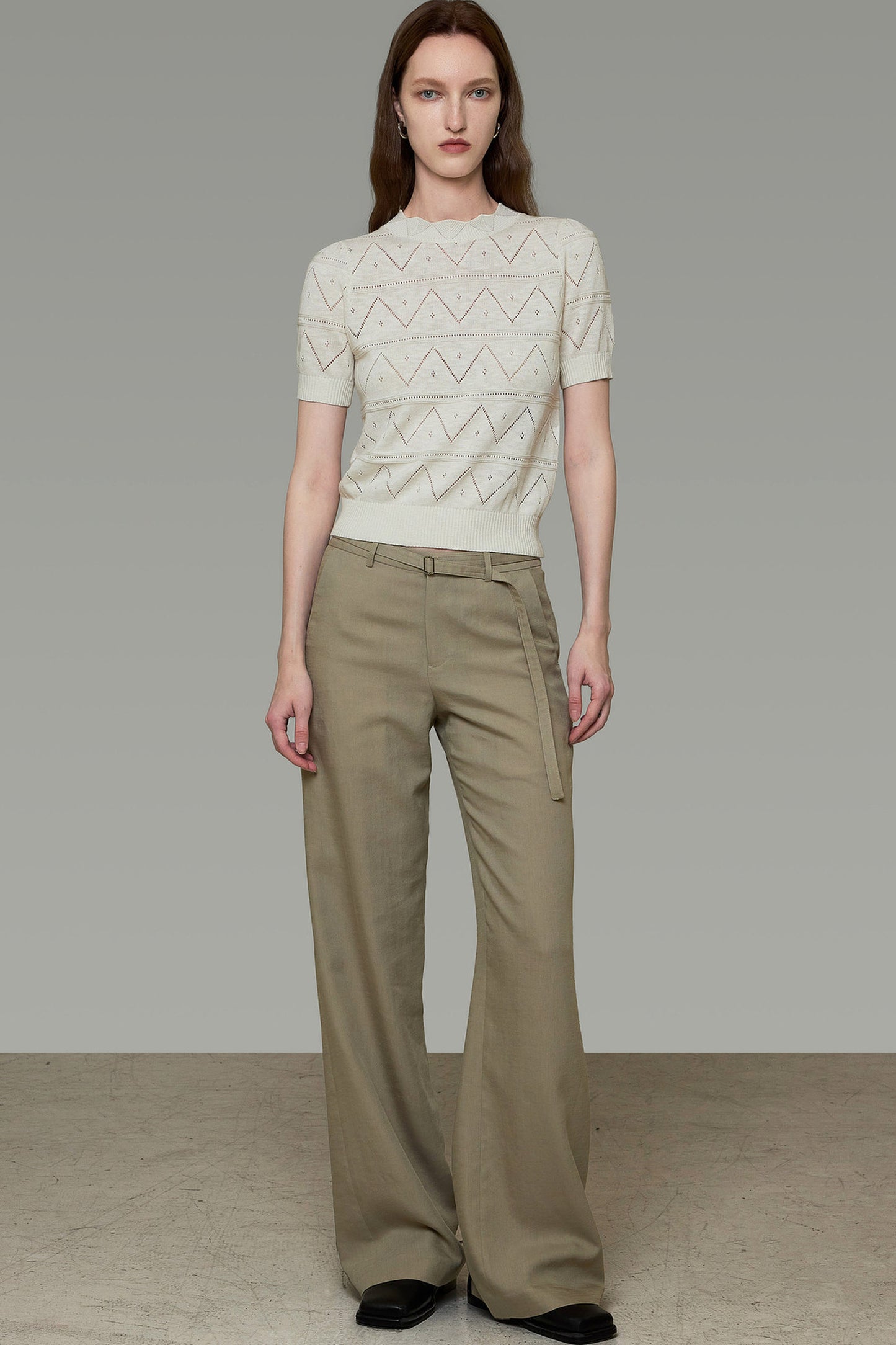 Diamond Hollow Short Sleeve Blouse