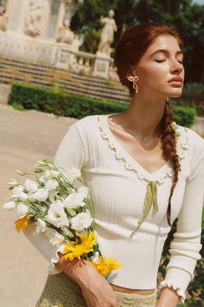 French Pastoral Retro Lazy Simple Knitted Top Set-Up