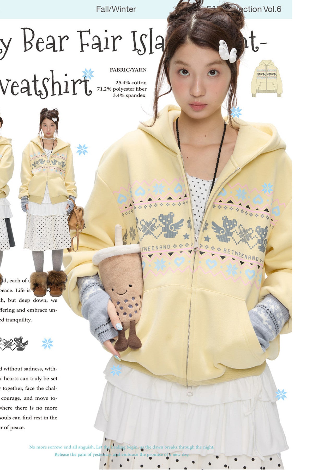 Yellow Bear Fair Isle Hoodie
