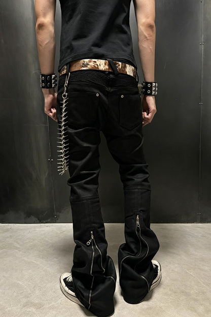 Deconstructed Wax Coated Denim Pants