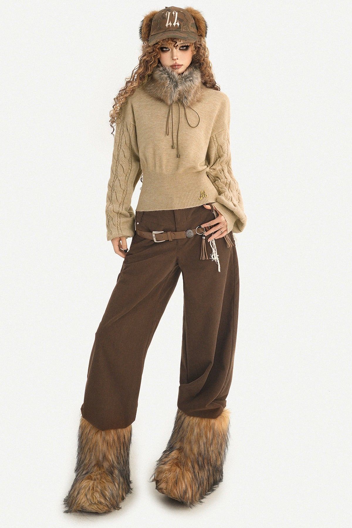 Belted Wide-Leg Pants