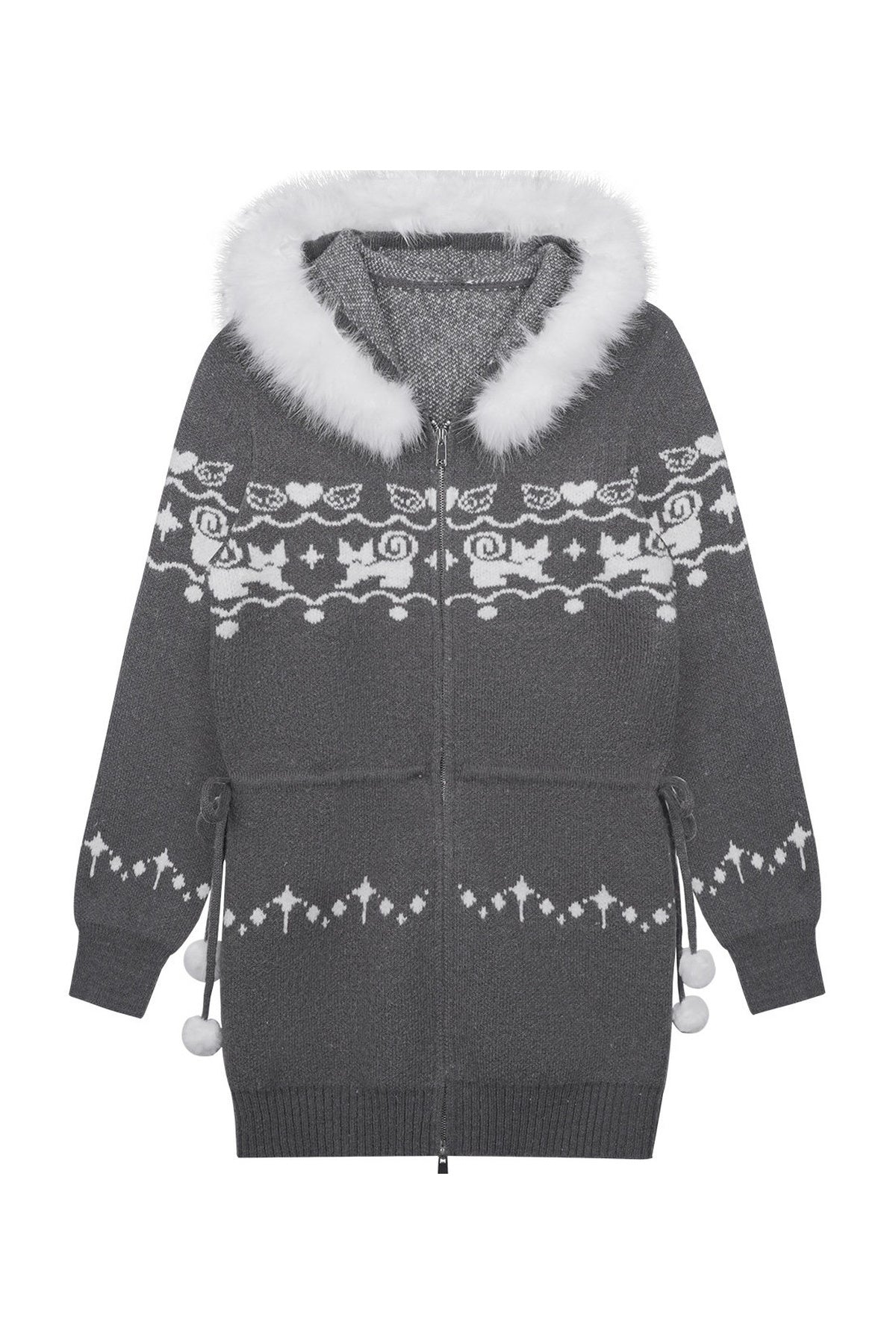 Katzenmantelkleid mit Fair-Isle-Jacquard