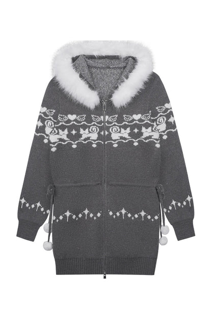Katzenmantelkleid mit Fair-Isle-Jacquard