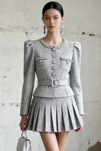 Light Luxury Top and Pleated Skirt Set