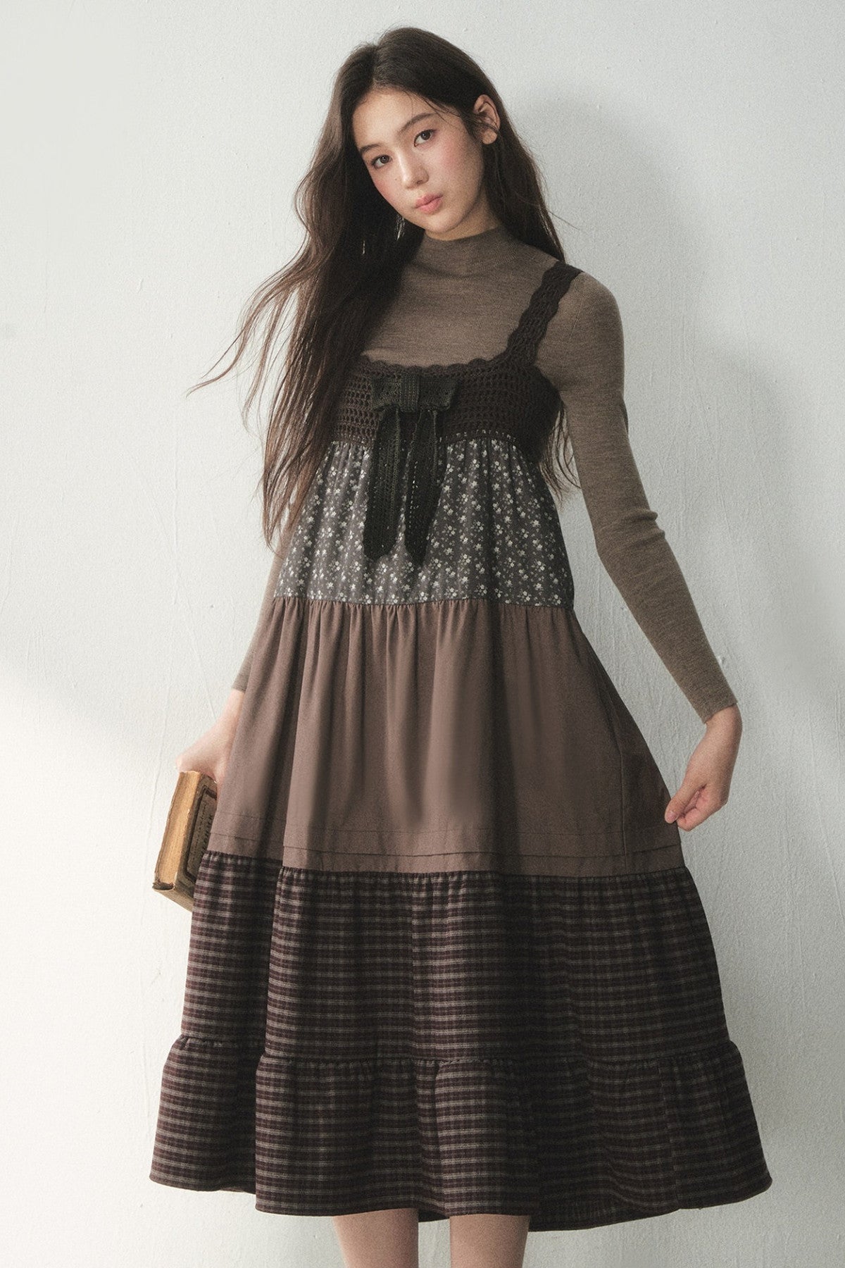 Plaid Floral Patchwork Dress