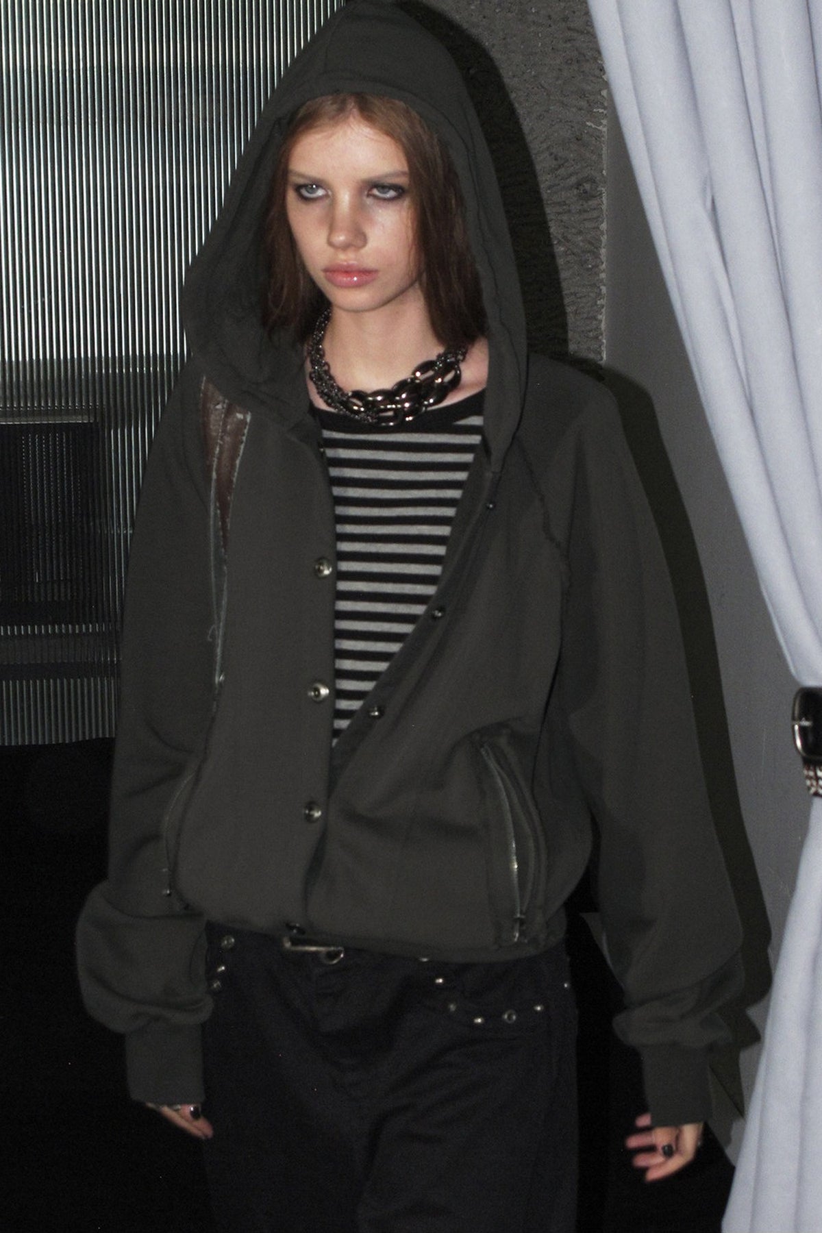 Acid-Washed Reversible Hooded Terry Jacket