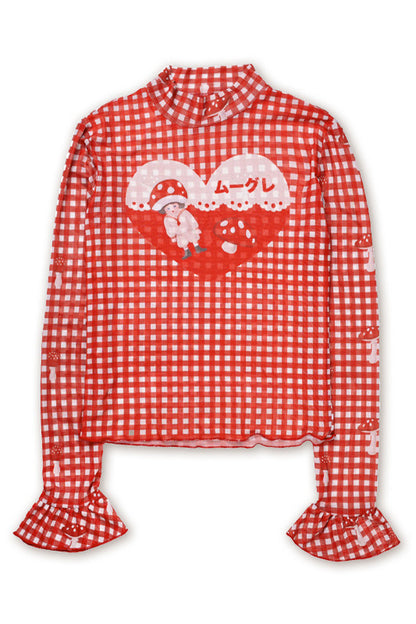 Hand-Painted Red Mushroom Top