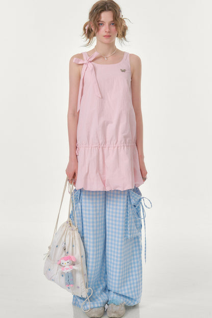 Peach Soda Lace-Up Camisole Dress