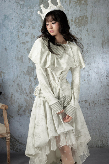 Asymmetrical Lapel Long-Sleeve Striped Patchwork Top