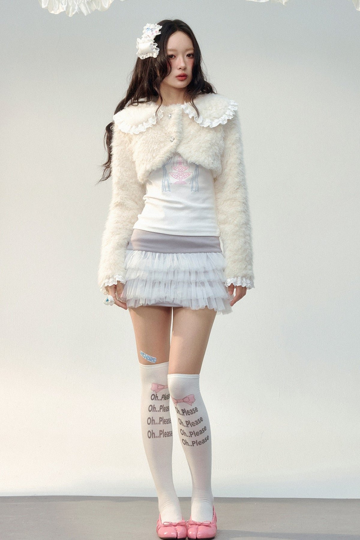 컬러 블록 라인스톤 긴소매 티셔츠