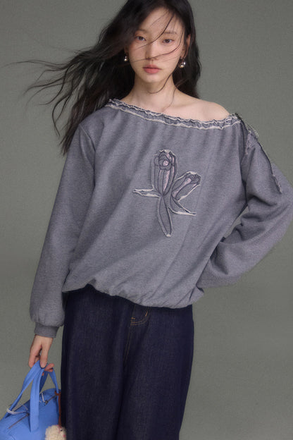 Bird And Tulip Raw Edge Patchwork Sweatshirt And Shorts Set