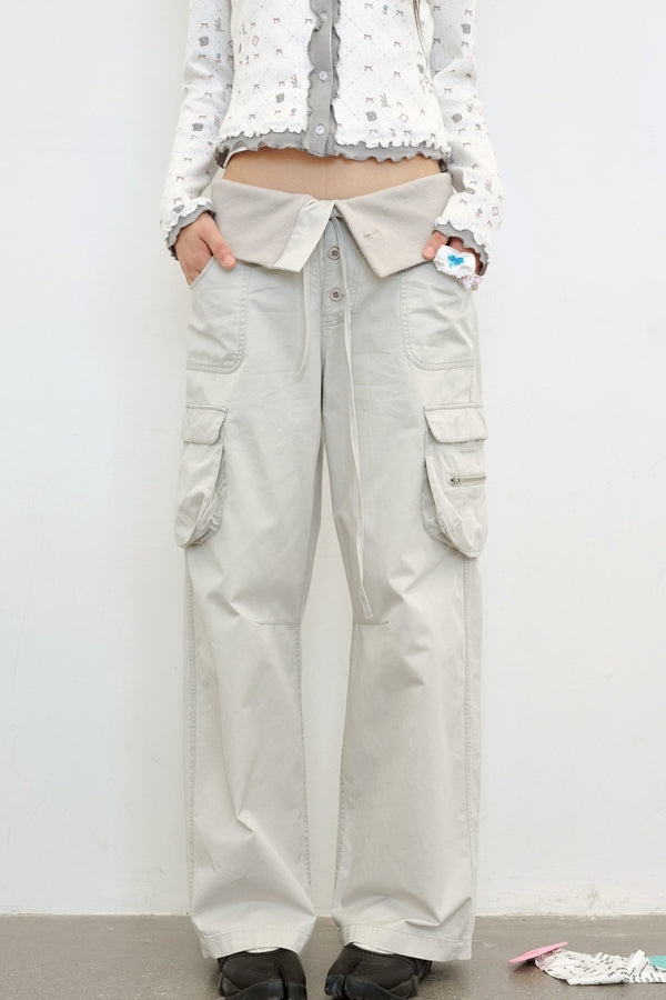Low-Waist Straight-Leg Multi-Pocket Cargo Pants