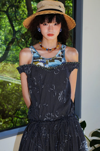 Vacation Polka Dot Embroidered Dress