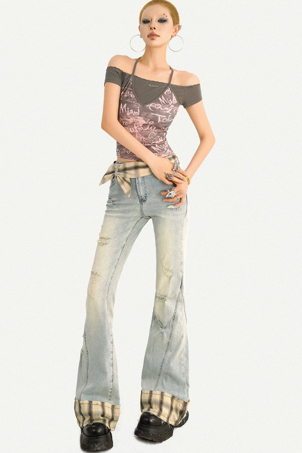 Y2K Color-Block Halter Top