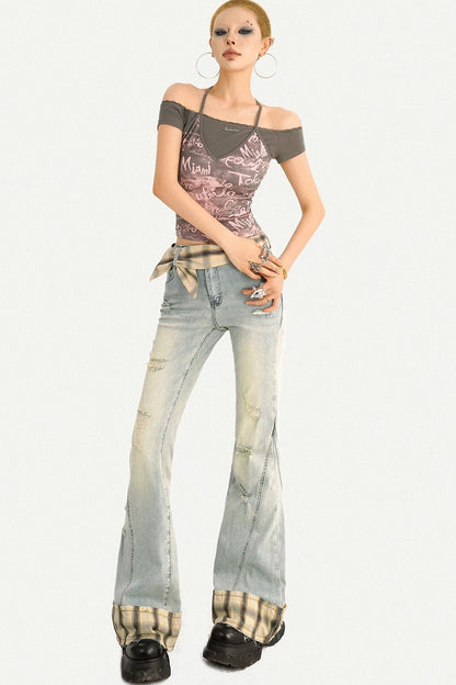 Y2K Color-Block Halter Top
