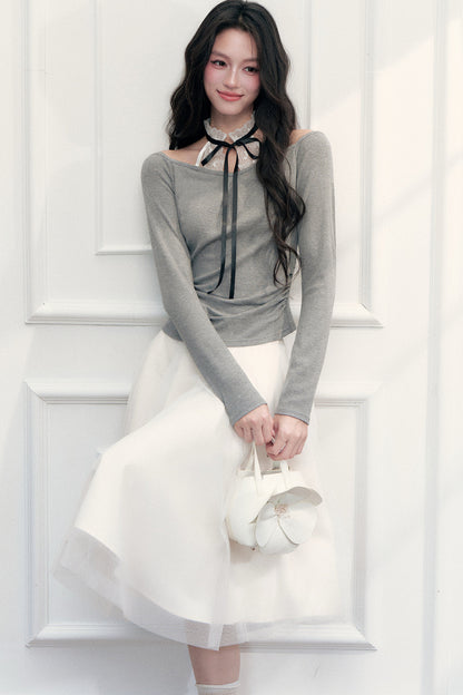 Lace Layered-Look Halter Top
