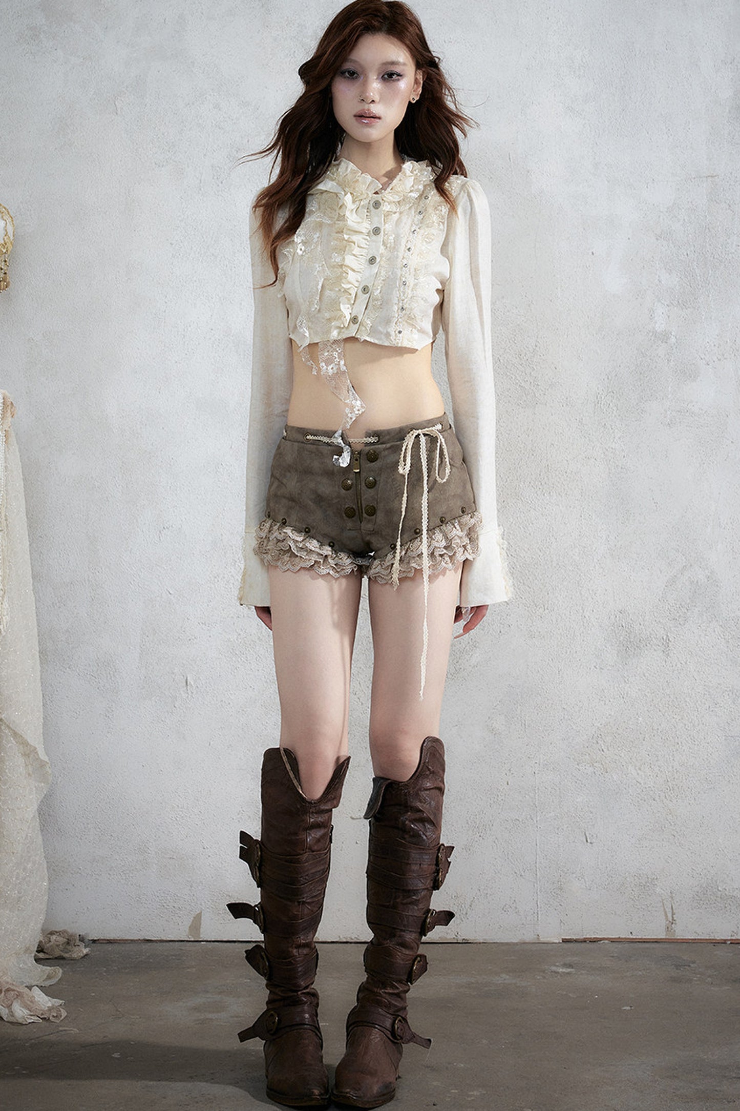 Punk Lace Leather Shorts