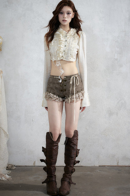 Punk Lace Leather Shorts