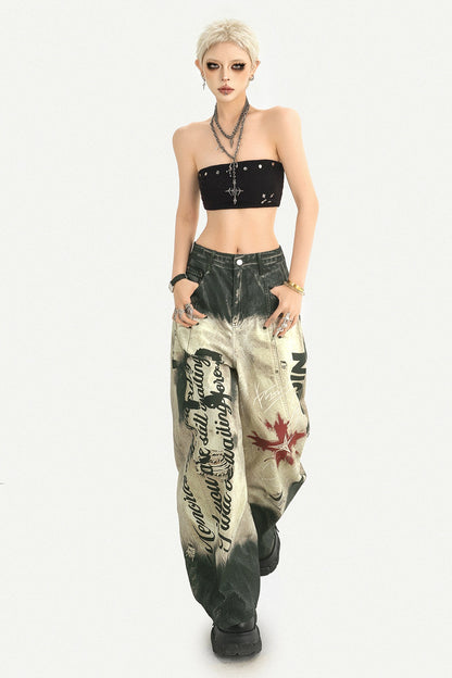 Graffiti Wide-Leg Jeans