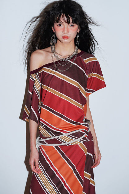 Color-Block Off-Shoulder Dress