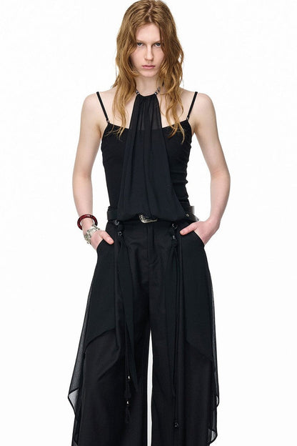 Halter Chiffon Spliced Camisole