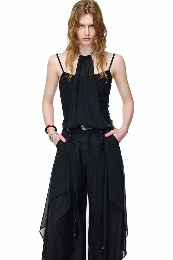 Halter Chiffon Spliced Camisole