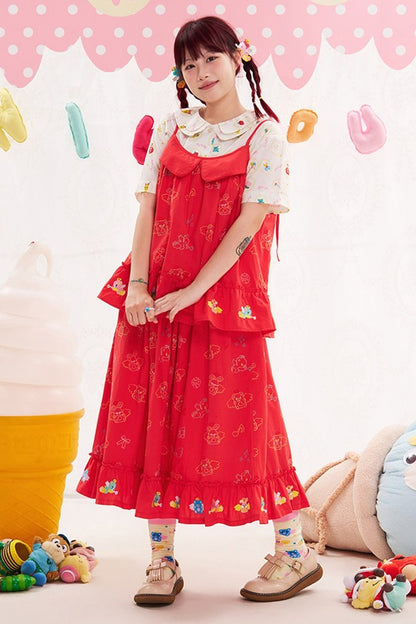 Red Animal Angel Embroidery Camisole
