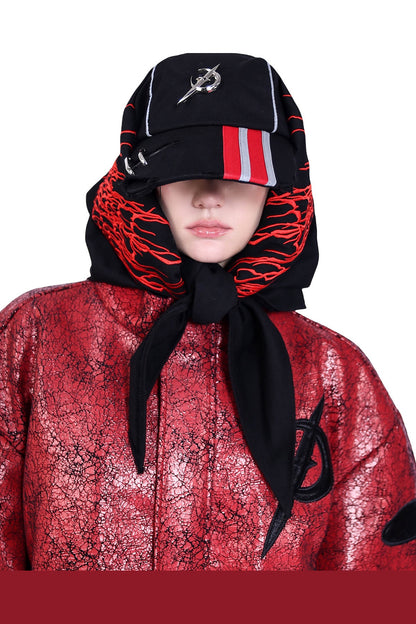 Red Cracked Leather Oversized Jacket