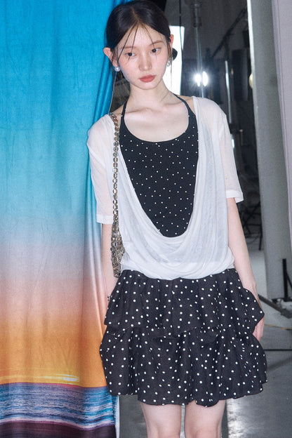 Retro Polka Dot Ruffle Cake Skirt