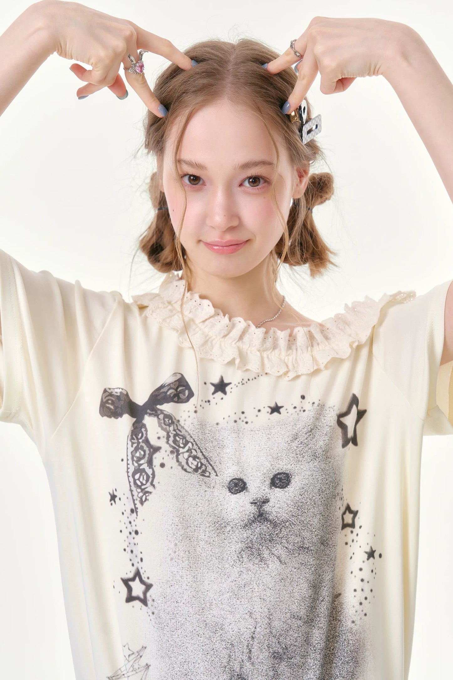 Star Dust Cat Lace T-Shirt