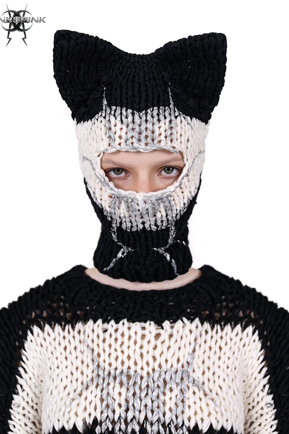Cat Ear Striped Knitted Balaclava