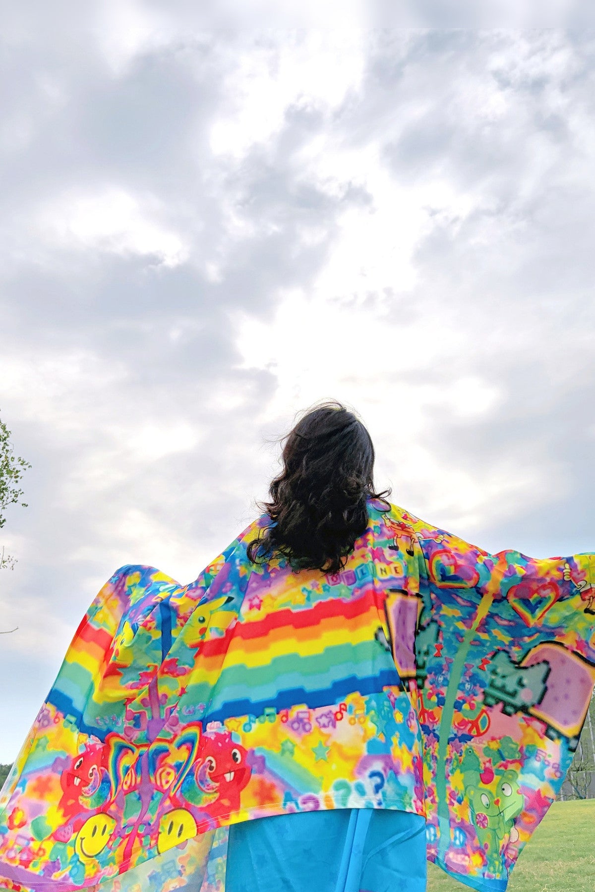 Rainbow Smiley Print Oversized Top