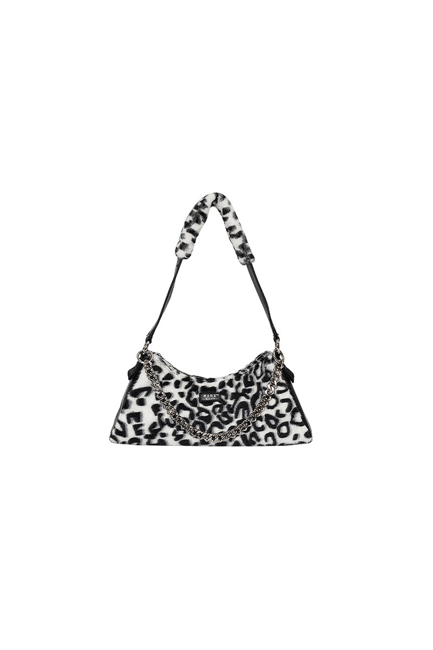 Borsa a mano in pelliccia leopardata a scacchiera