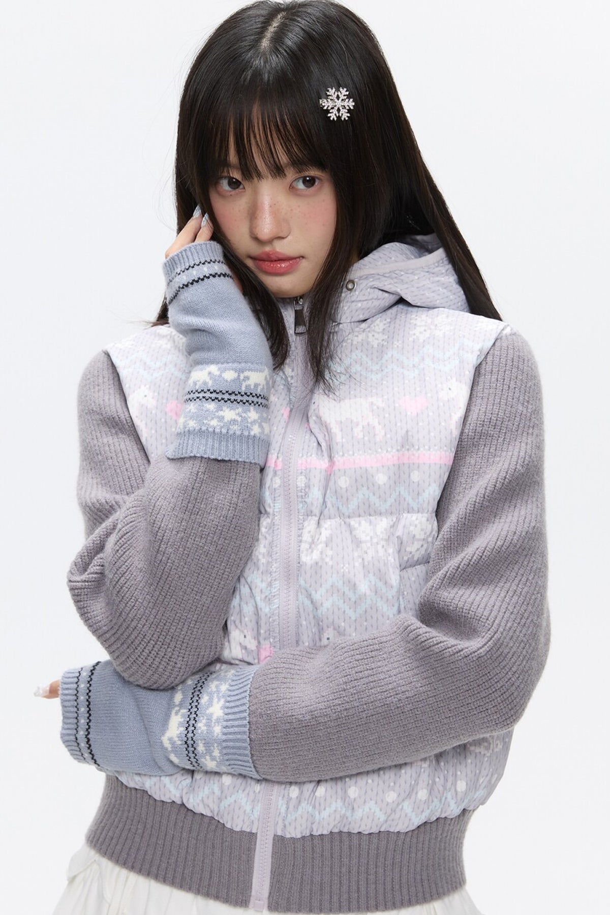 Fair Isle Sweater Down Coat
