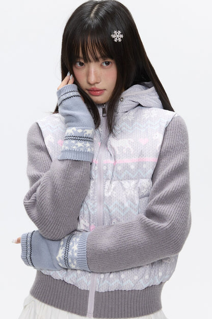 Fair Isle Sweater Down Coat