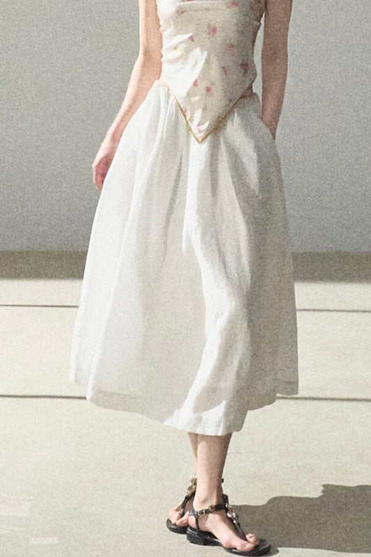 Lyocell Linen Texture A-Line Skirt