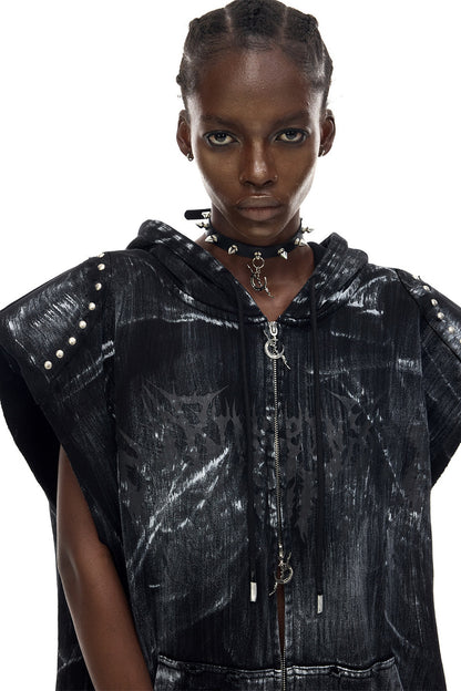 Cat Ear Studded Sleeveless Jacket Vest