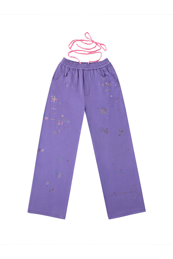Rhinestone Embellished Sweatpants