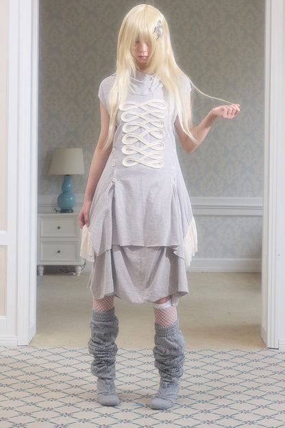Deconstructed Mesh Patchwork Hooded Top