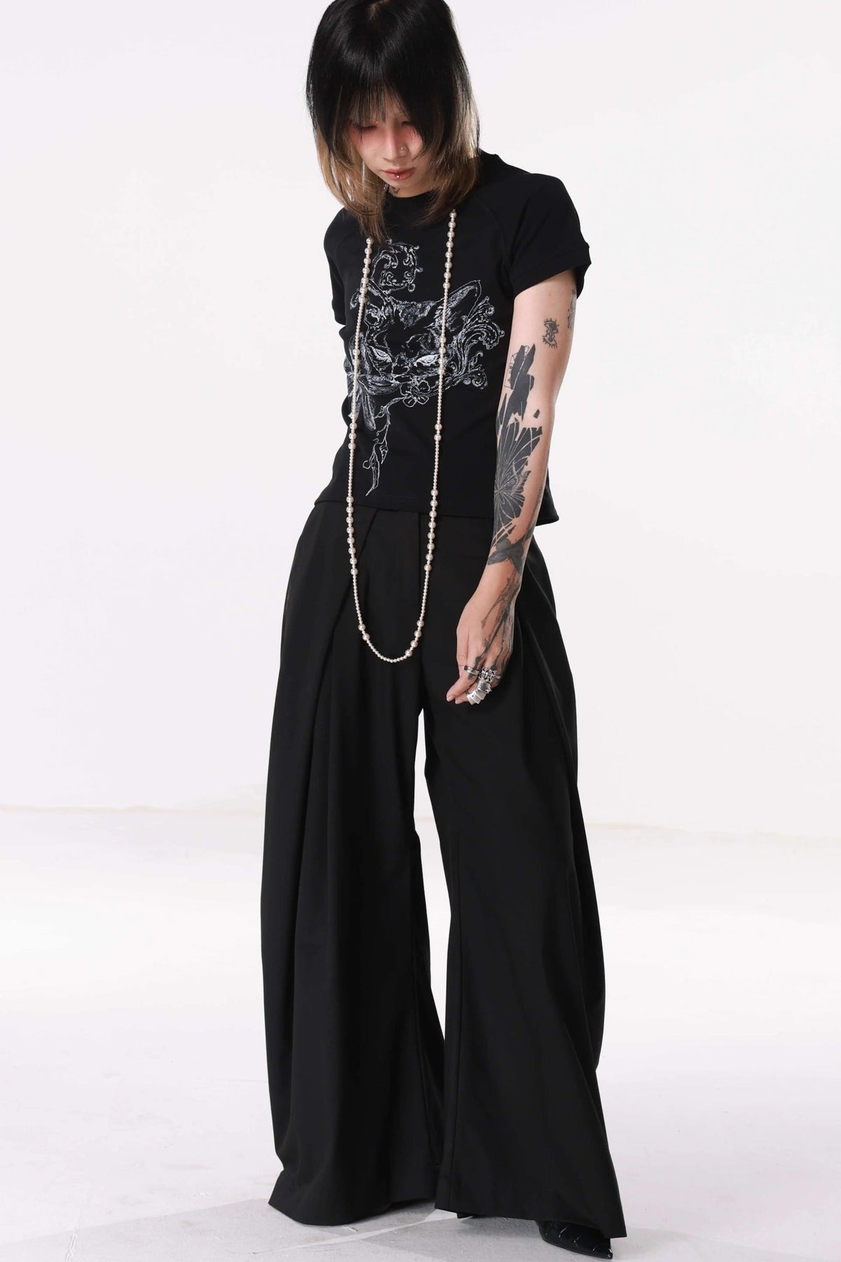 Pantalon drapé à jambes larges
