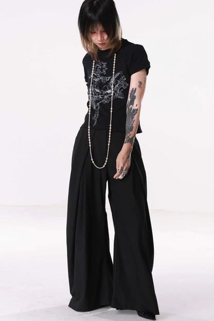 Pantalon drapé à jambes larges